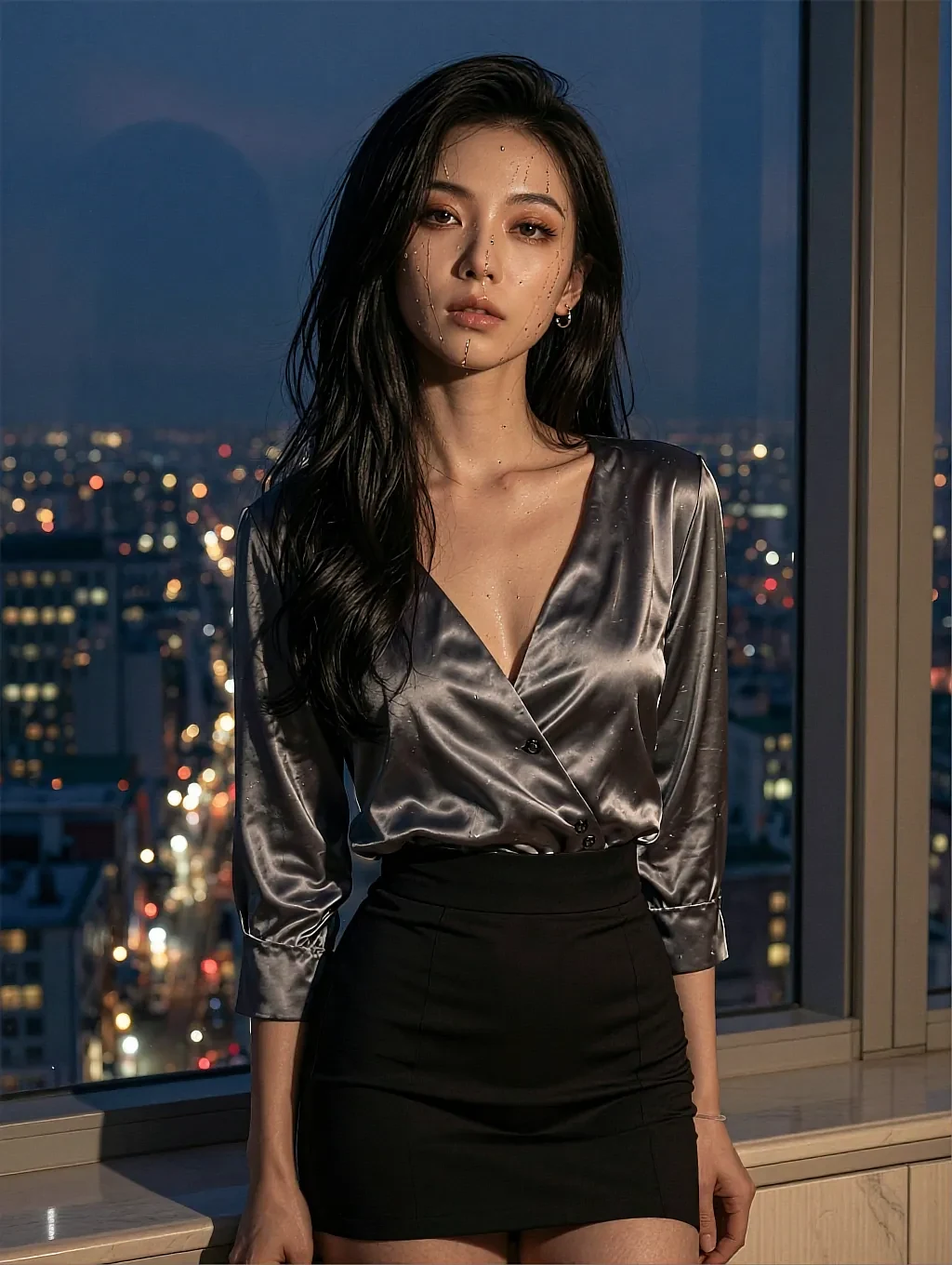 AI-generated portrait render, cinematic cool-toned framing